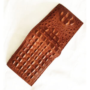 Bóp Da Cá Sấu Hoa Cà Da Cá Con Bông Cổ Nâu Đỏ 1141