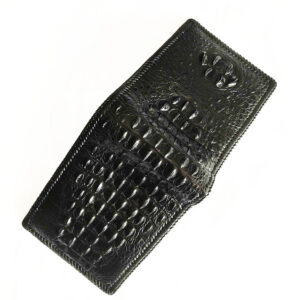 Bóp Da Cá Sấu Hoa Cà Nguyên Con Đan Viền Da Đen D1141