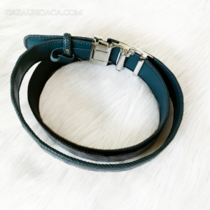 Thắt Lưng Cá Sấu Hoa Cà Đan Viền 3.5F – D3166 Xanh Navy