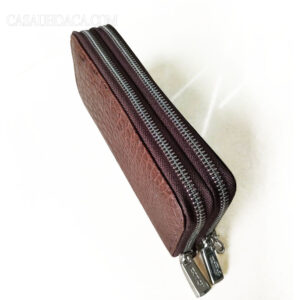 Ví Nữ Da Cá Sấu Hoa Cà 2 Khóa Da Nâu 1130