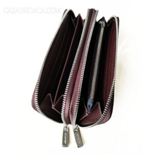 Ví Nữ Da Cá Sấu Hoa Cà 2 Khóa Da Nâu 1130