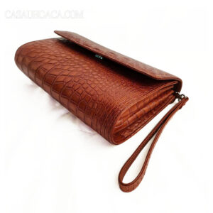 Ví Nữ Da Cá Sấu Hoa Cà Cầm Tay Nâu Đỏ 1198